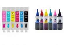 کارتریج قابل شارژ پرینترهای r290 - r295 اپسون + جوهر 100سی سی وکس