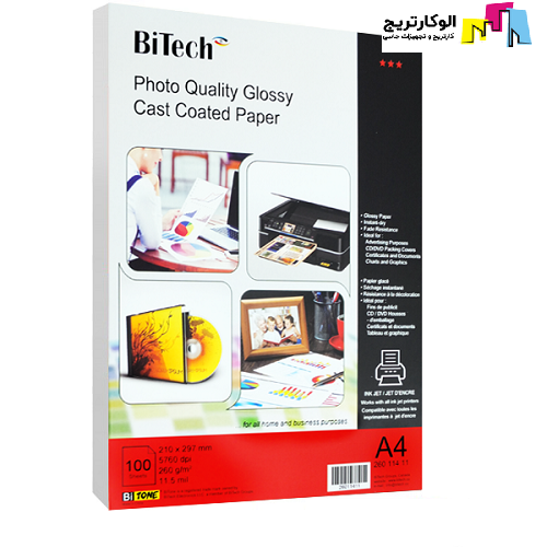 کاغذ فتوگلاسه بایتک سایز A4 وزن 260 گرم 100 برگ