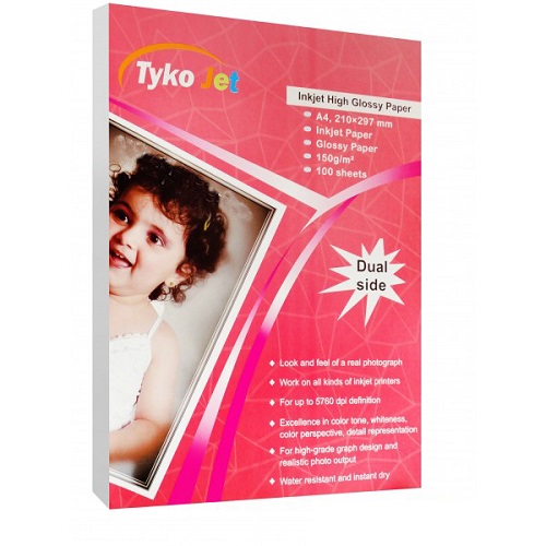 کاغذ های گلاسه تایکوجت سایز A4 وزن 150 گرم 100 برگ دوطرفه