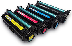 چهار رنگ مختلف کارتریج پرینتر لیزری_ عکس استفاده شده در سایت aloocartridge.com